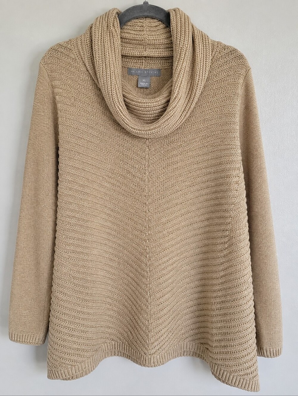 Valerie Stevens Taupe Cowl Neck Sweater